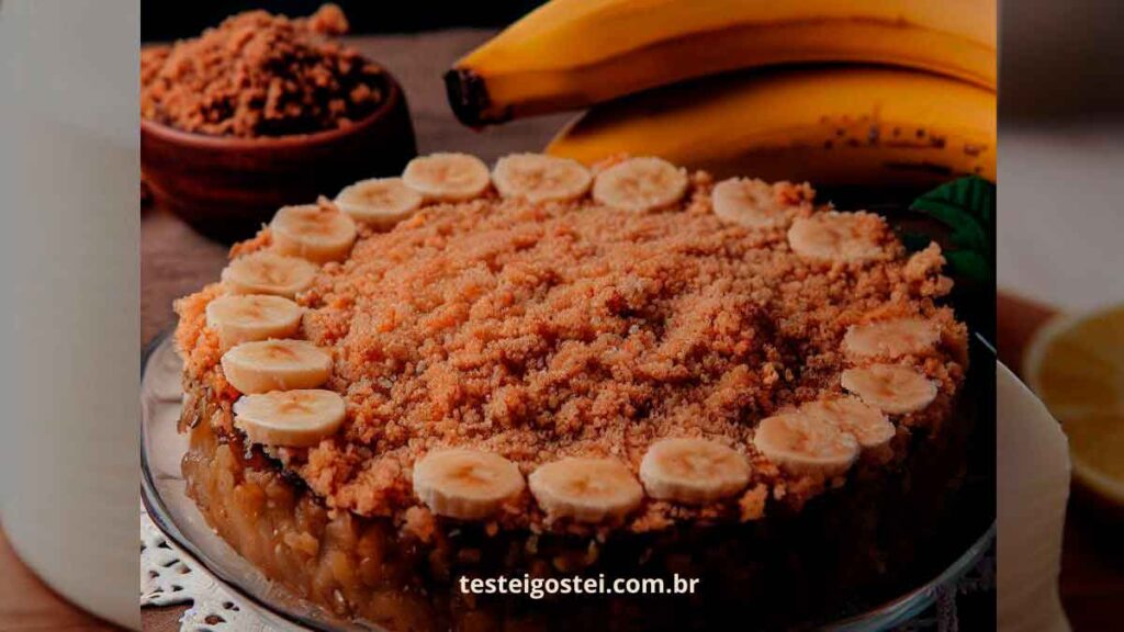 torta de banana com farofa crocante