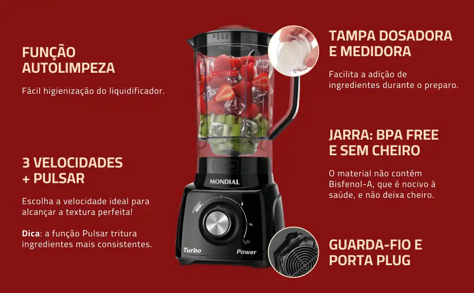 Liquidificador Mondial Turbo Power L 99 FB